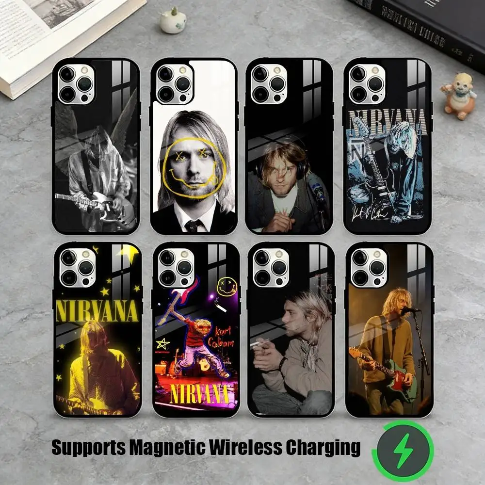 R-Rock Singer Kurt Cobain Phone Case For iPhone17,16,15,14,13,12,11 Plus,Pro Compatible with magnetic wireless charging