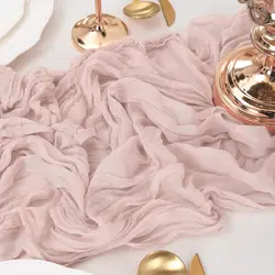Dirty pink Gauze Table Runner Cheesecloth Table Setting Dining Vintage Wedding Party Christmas Banquets Arches Cake Decor