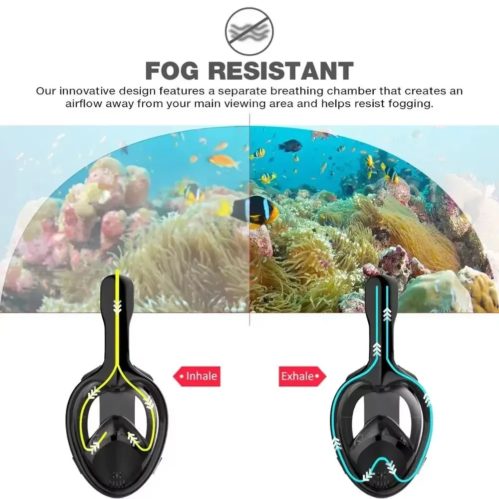 Underwater Snorkeling Full Face Children Swimming Mask Set Scuba Diving Respirator Masks Anti Fog Safe Breathing for Kids Adult