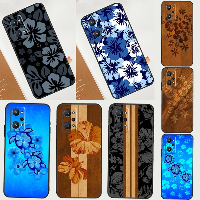 Hibiscus Retro Hawaiian Flower For Realme GT Neo 5 3 2 C55 C35 C33 C31 C30 C25 C21Y C15 C11 Realme 8 9 10 11 Pro Plus Case