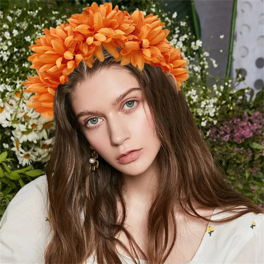 New simulated fabric flower headband fashionable ladies bride punk colorful daisy headband personalized party hair accessories