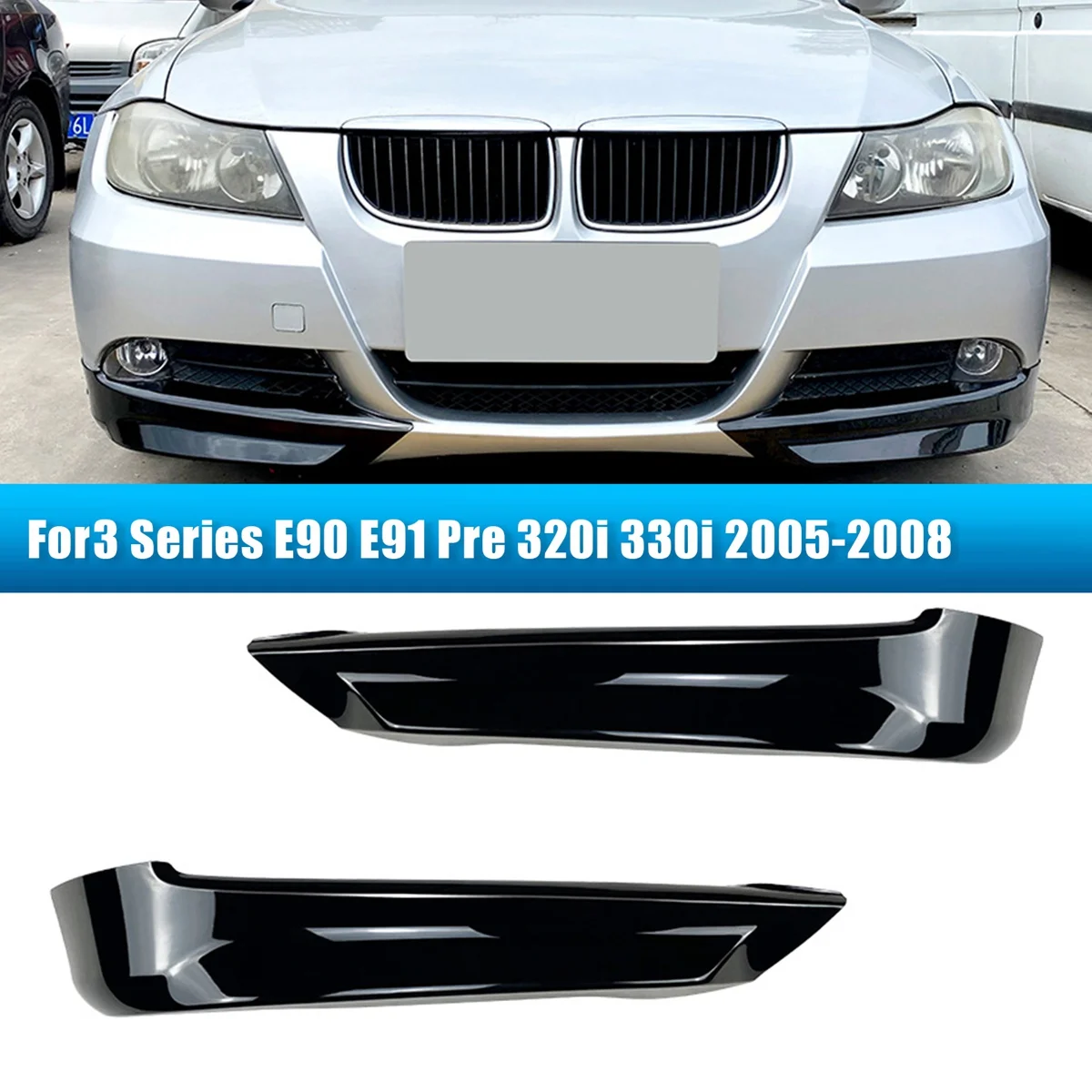 

Для BMW 3 серии E90 E91 Pre 320I 330I 2005-2008, передний бампер, губа, угловой диффузор, сплиттер, спойлер, защита, глянцевый черный