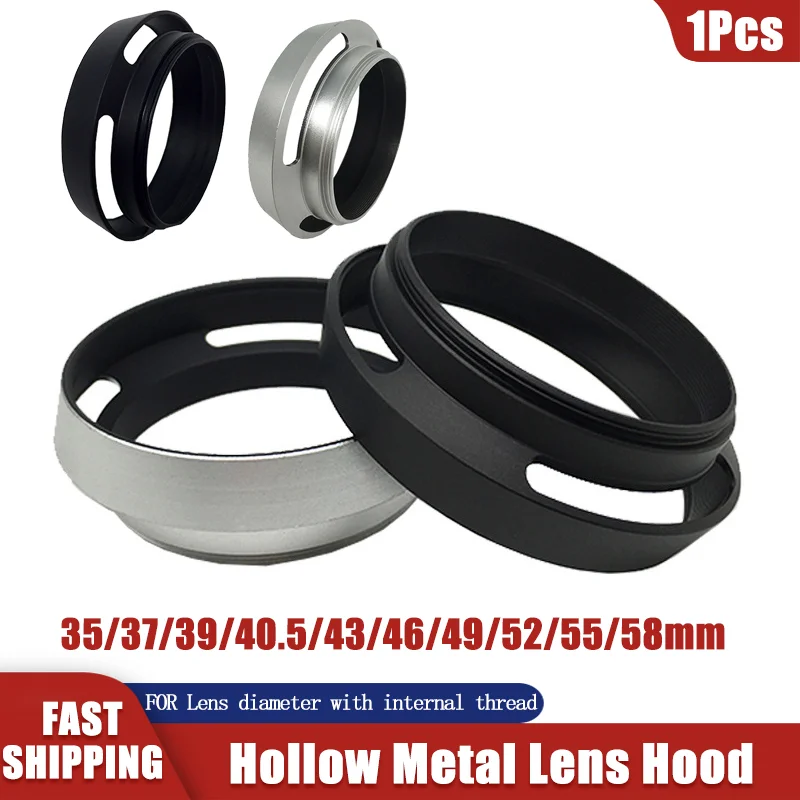 

Camera Lens Hood Metal Vented 35/37/39/40.5/43/46/49/52/55/58mm Screw-in Lente Protect Hollow Cameras Len Hoods Accessories