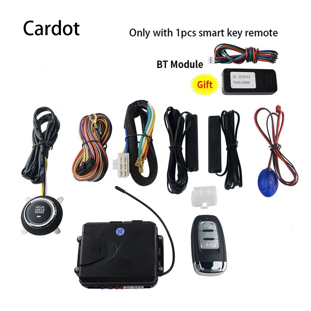 Cardot mobile app start stop Push Button Start Stop Pke Passive Keyless Entry Smart Anti-Thief Car Alarms
