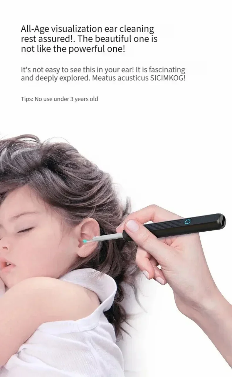 TINSOL Smart HD Visueller Ohrenreiniger 1080P Ohrenschmalz-Entferner Otoskop USB-C Wiederaufladbares Endoskop Ohrenschmalz-Reinigungswerkzeug Gesundheitspflegeset – Detail 6