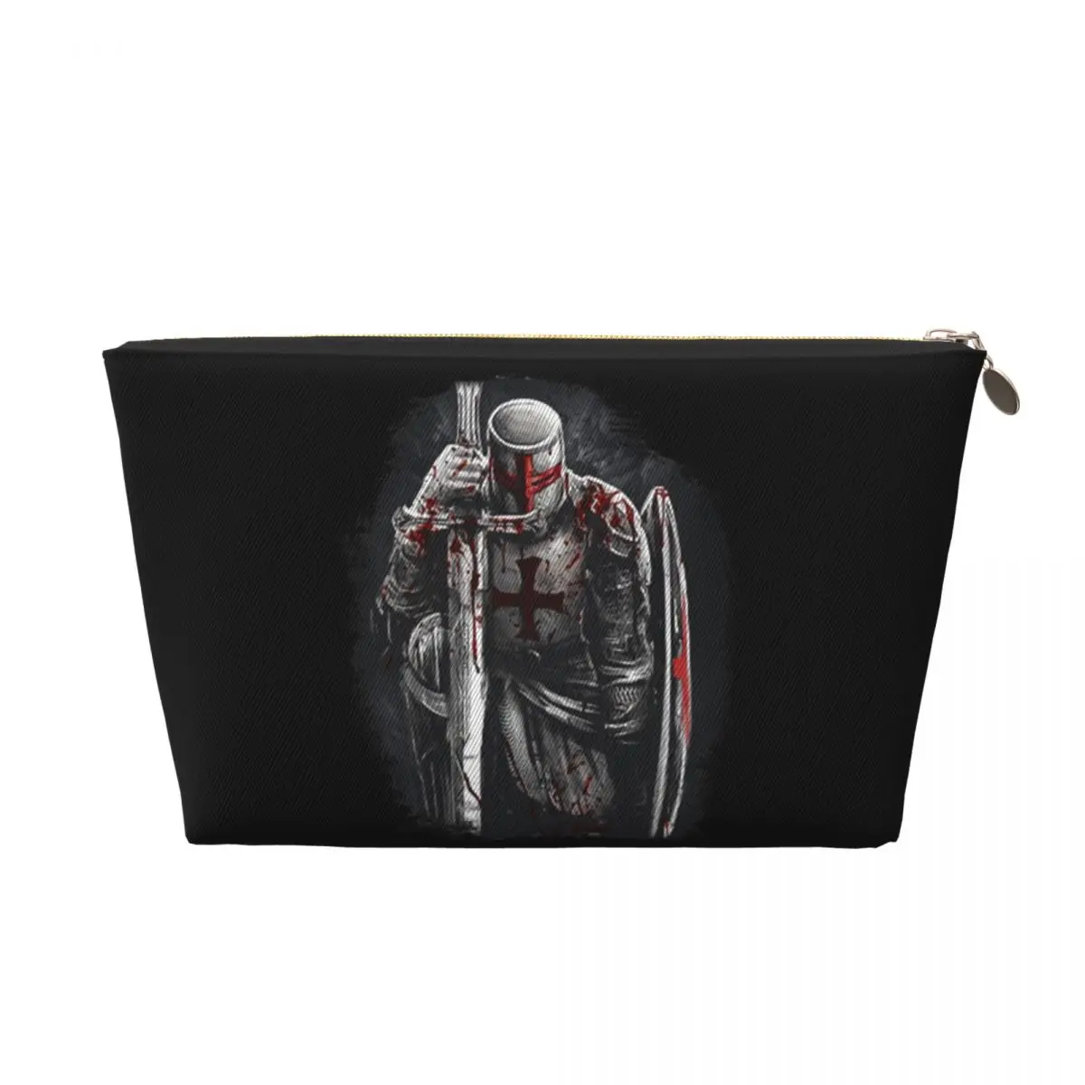 Custom Rosary Crusader Warrior Travel Toiletry Bag Medieval Shield Cross Knights Templar Cosmetic Makeup Bag Beauty Storage