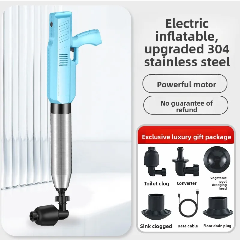 Electric toilet dredger: one shot through high pressure air through the sewer artifact
