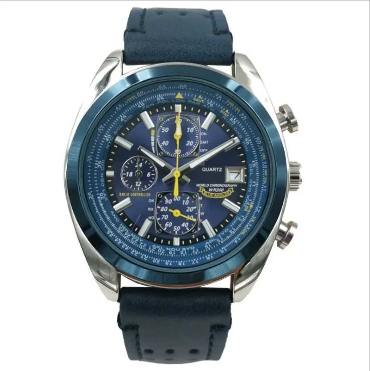 Orologio da uomo con quadrante grande Blue Angel Orologio da polso al quarzo con timer multifunzione con cintura in acciaio dalla Cina continentale Popolare transfrontaliero