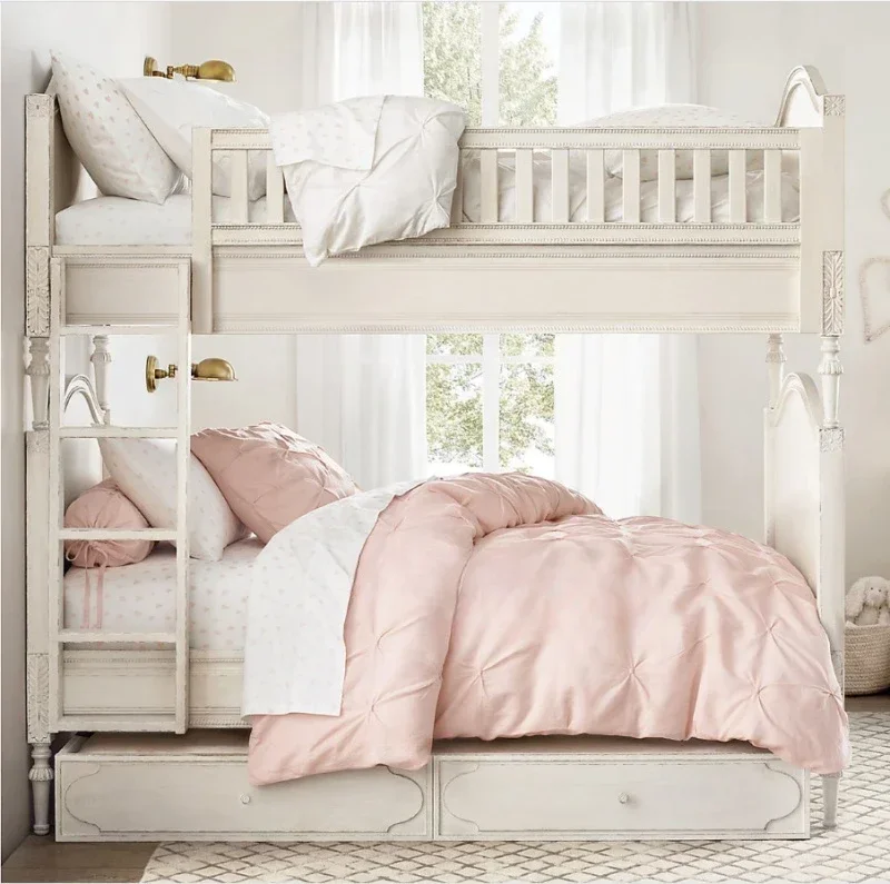 A Bed Solid wood children bunk double ladder cabinet bed high and low child and mother bed