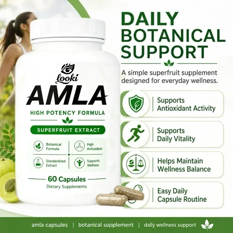Amla Capsules, Indian Gooseberry Super Fruit Supplement, Supports Energy, Antioxidant, Digestive Health Formula, 60 Capsules