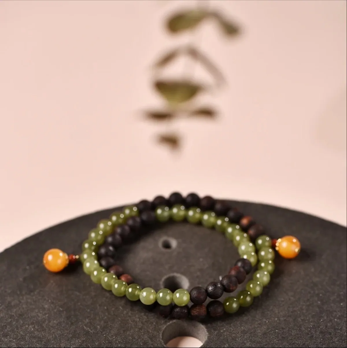 

Natural Myanmar Falling True Fragrance 6mm Hetian Jade Double Ring Bracelet Black Oil Submerged Grade Muse Antique Zen Bracelet