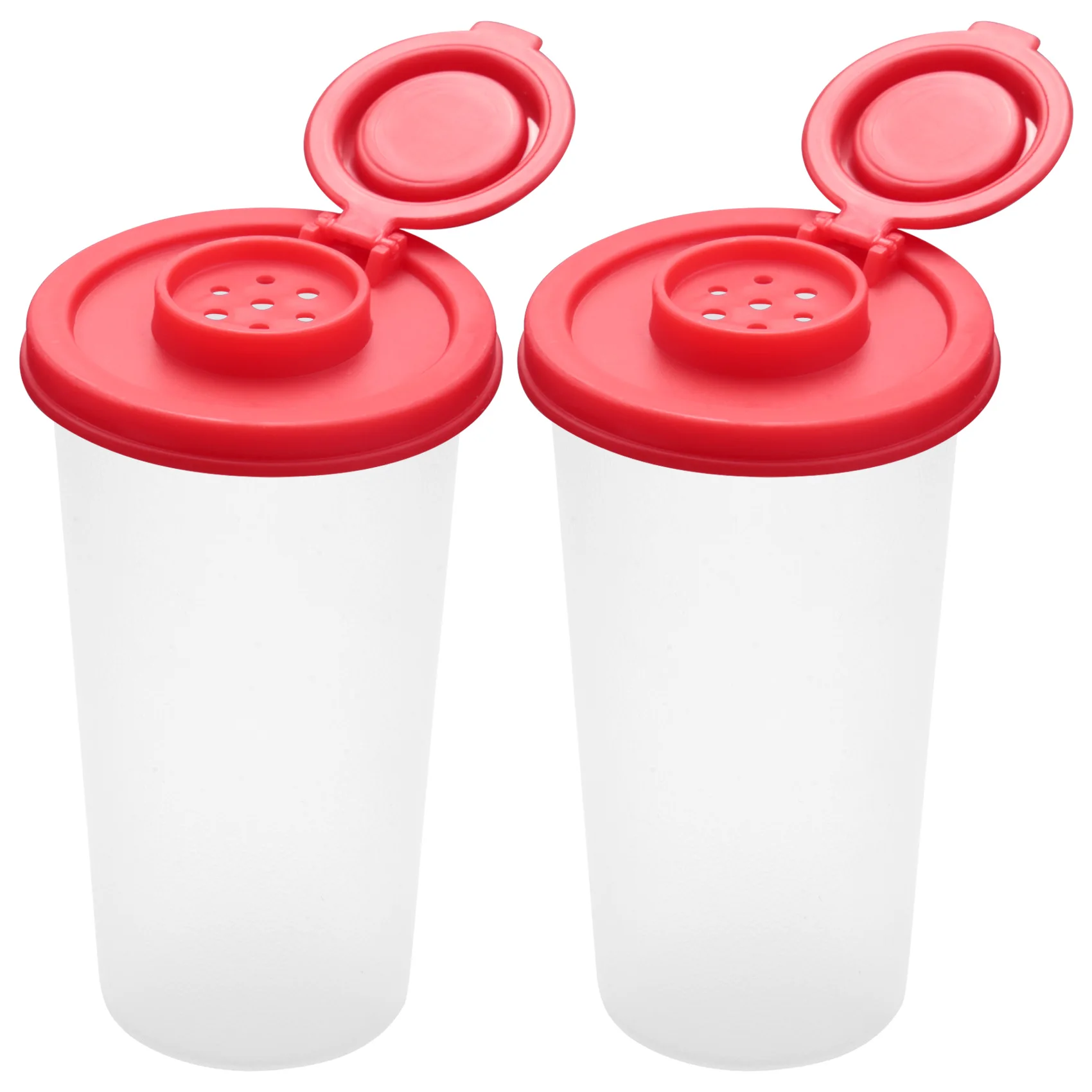 2 Large Salt and Pepper Shakers Moisture Proof ,Salt Shaker with Red Covers Lids Plastic Airtight Spice Jar Dispenser