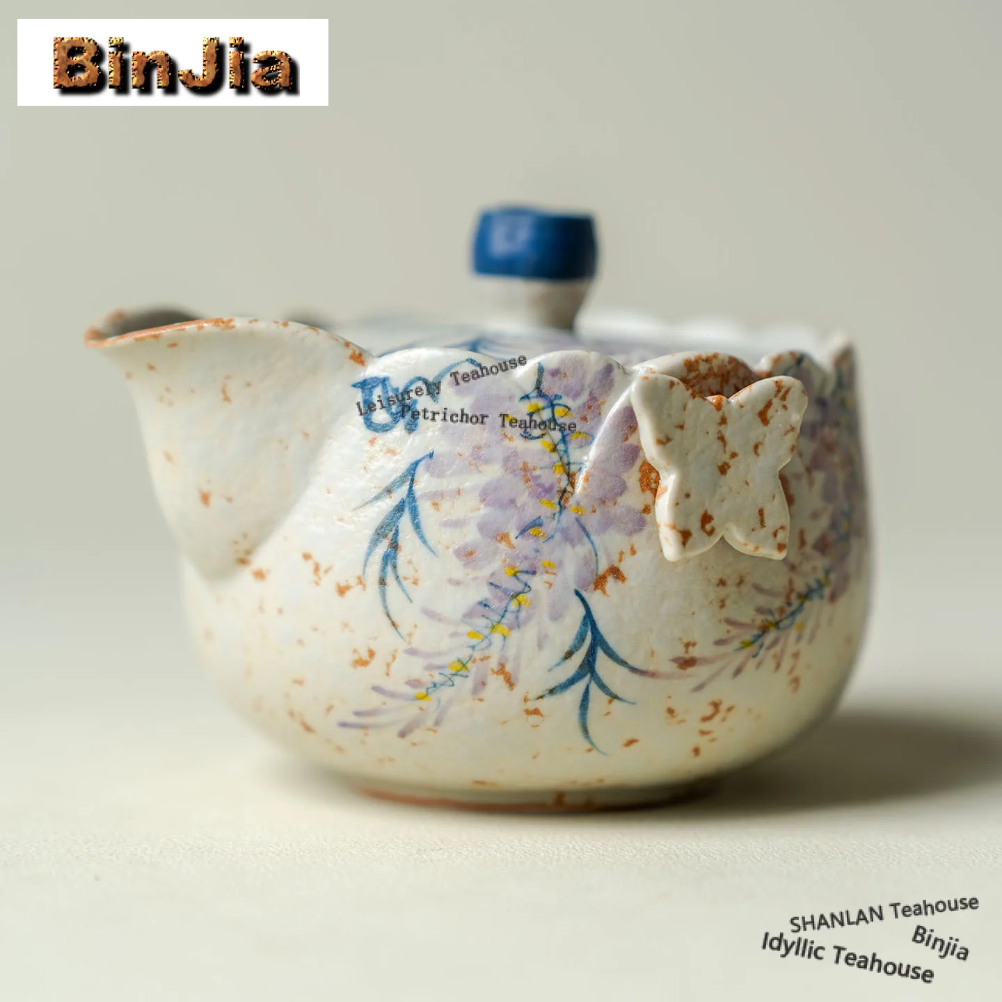 

150ml Hand-painted Wisteria Flower Hand Grab Teapot Boutique Tea Infuser Pot Tea Brewing Kettle With Strainer Teaware Decoration