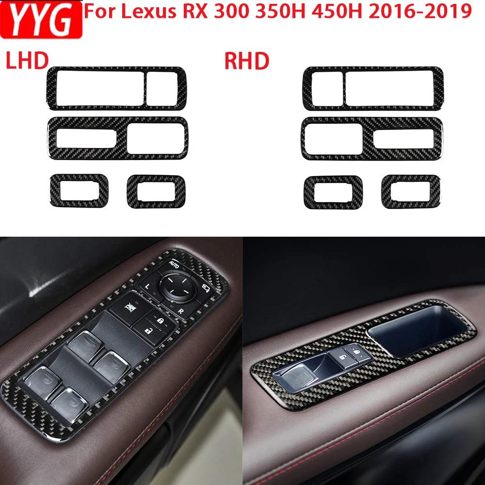 

For Lexus RX300 270 200T 450H 2016-2019 Accessories Car Carbon Fiber Interior Window Lifting Panel Trim Stickers Decoration 4Pcs