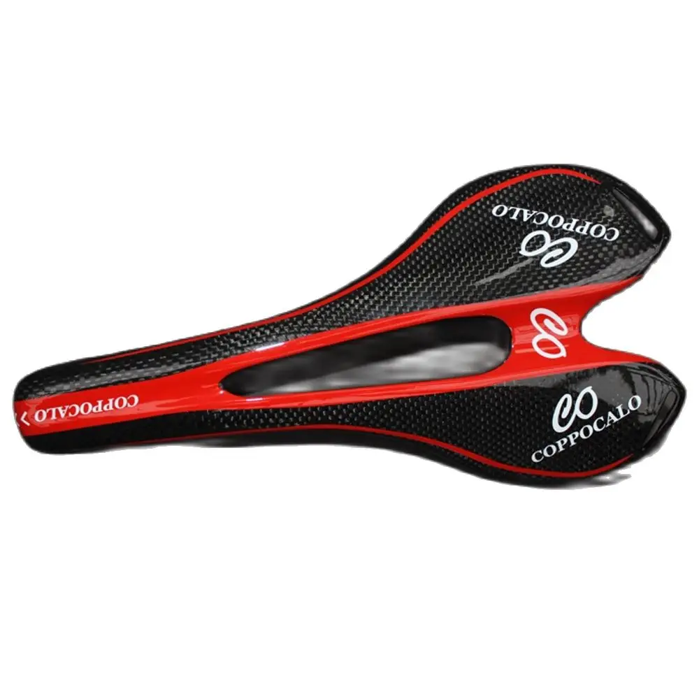 Black Red Carbon Road Bike Saddle Seat, Glossy Finish, MTB Bike Front Sella Seat