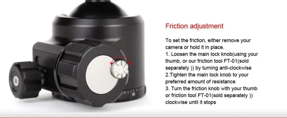 SUNWAYFOTO XB-52 رأس ثلاثي القوائم منخفض المستوى لكاميرا DSLR ترايبود Ballhead المهنية Monopod بانورامية كرة ثلاثية الرأس