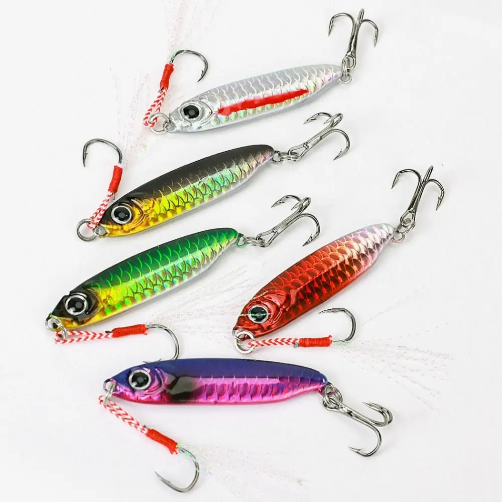 New Iron Fishing Lure Red Green Electroplated Spinning Baits 7g 10g Metal Jig Lure