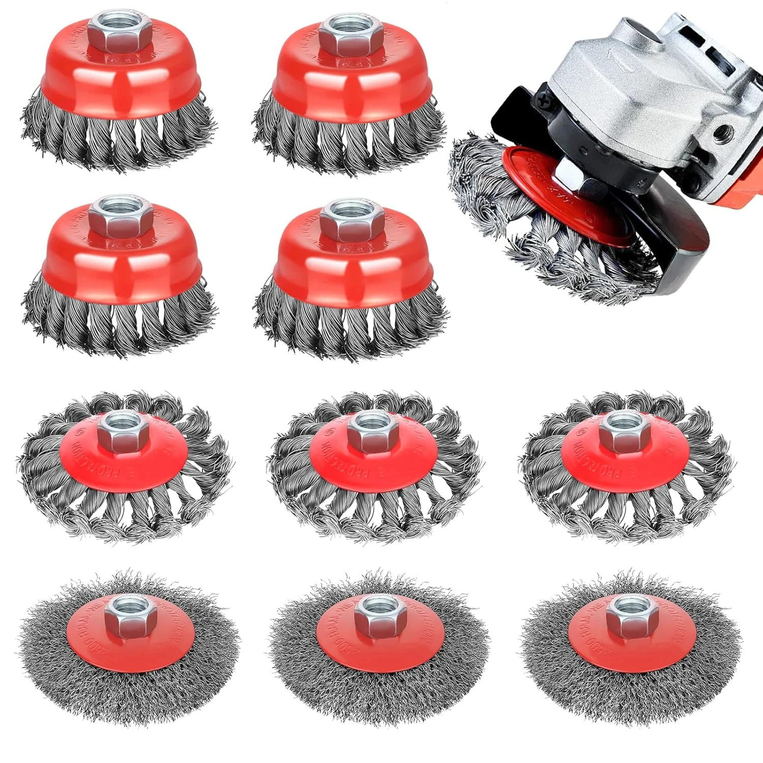 Homefish Twisted Steel Wire Wheel Brush for Angle Grinder Paint Removal Deburring Strong Rotary Twist Knot