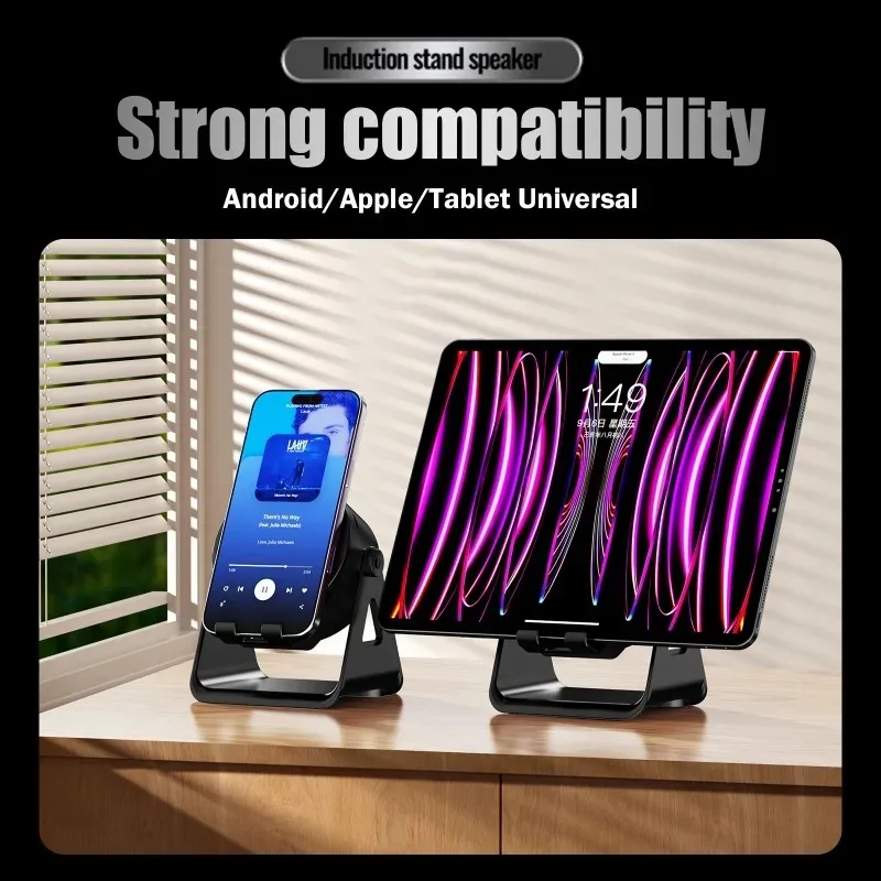 

3 in 1 Magnetic Wireless Charger Phone Stand with Bluetooth Speaker RGB Light Foldable Adjustable For iPhone 17 16 15 All Phones