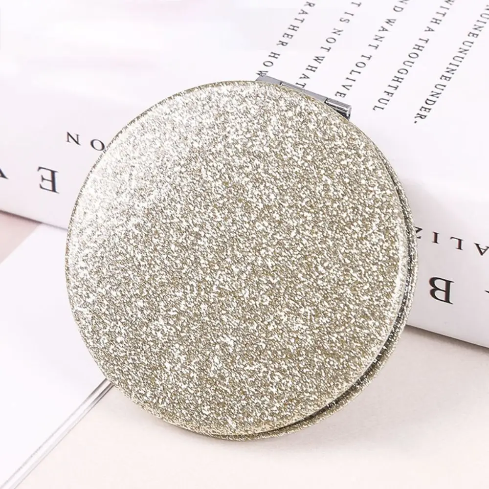 Glitter รอบแต่งหน้ากระจกเงากระจกมือถือขนาดกะทัดรัดพับกระจกโต๊ะเครื่องแป้งสองด้านของขวัญนักเรียน