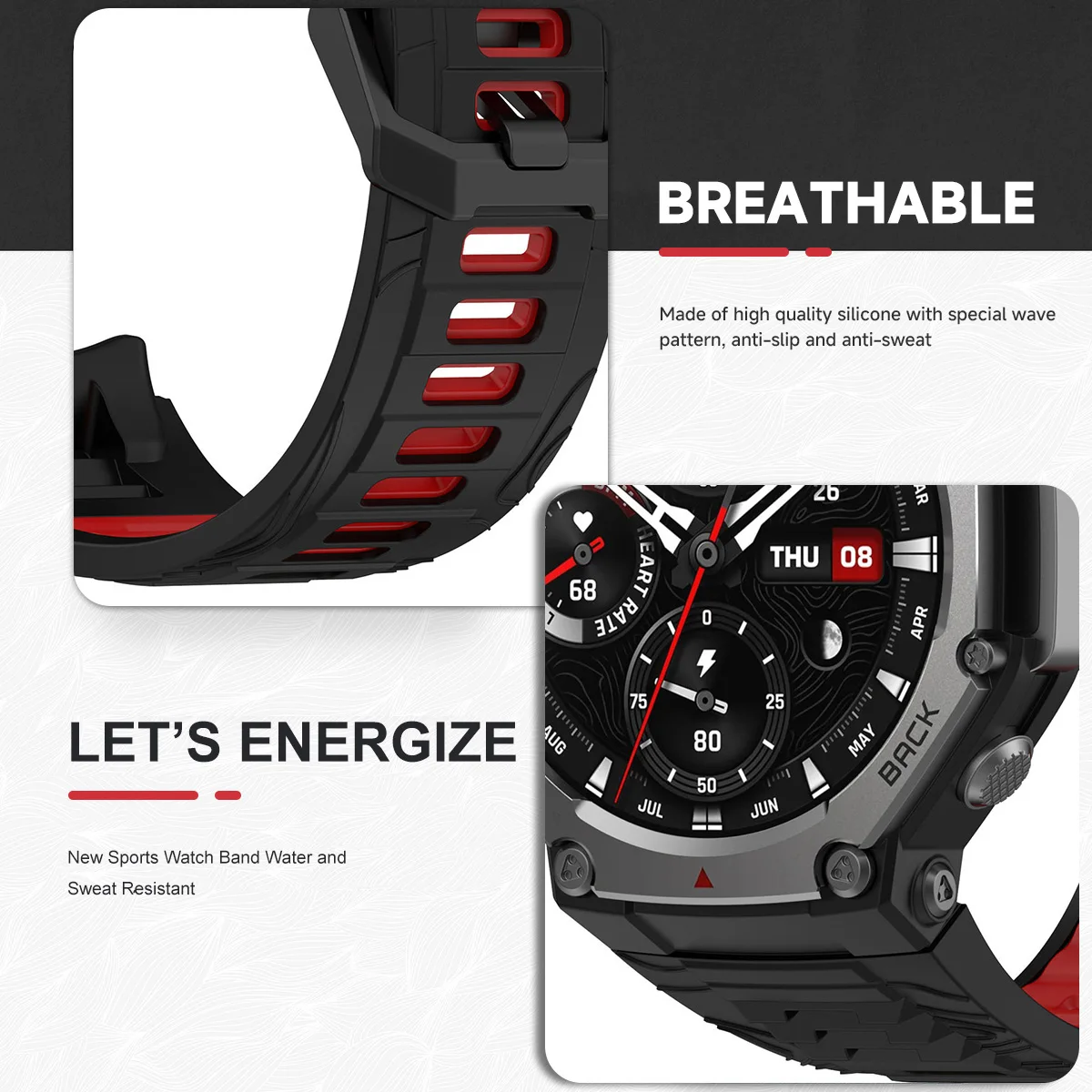 สายรัดซิลิโคนสําหรับ Amazfit T-rex 3 สายรัดข้อมือสมาร์ทวอท์ชกีฬาสําหรับ Huami Amazfit T-rex 3 สร้อยข้อมือ Correa