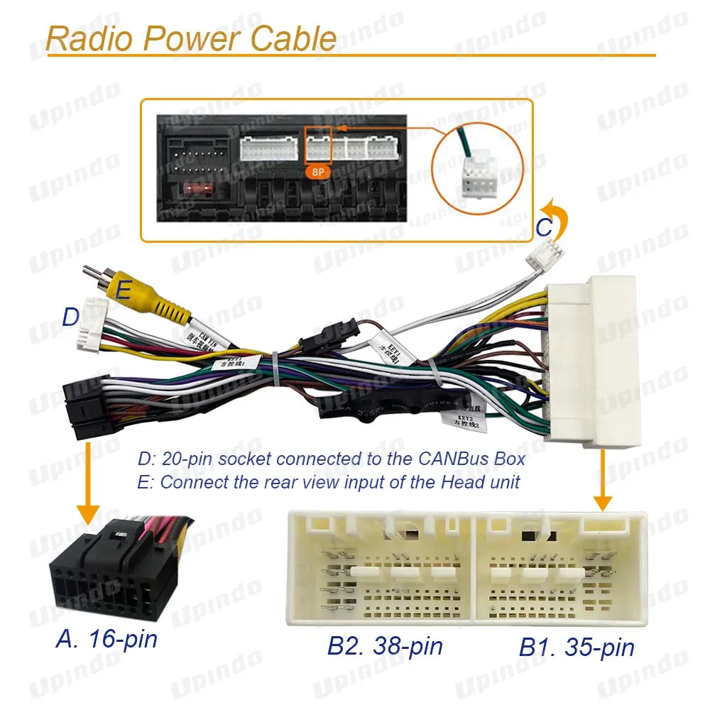 Car Radio Cable with CAN Bus Box For Hyundai Tucson KIA Power Wiring Harness Aftermarket Android Head unit Installation Adapte