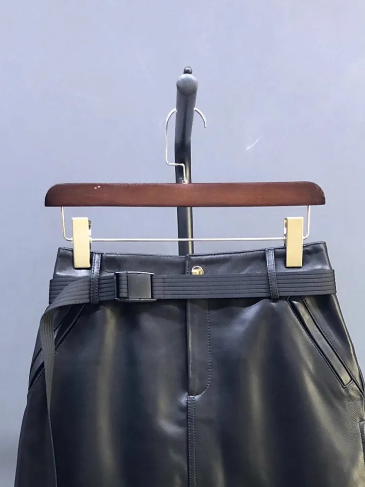 Neue Mode Frauen Herbst Echtes Leder Röcke Mittlere Taille A-Line Über Knie Länge Natürliche Schaffell Casual Rock 4XL Heißer Verkauf