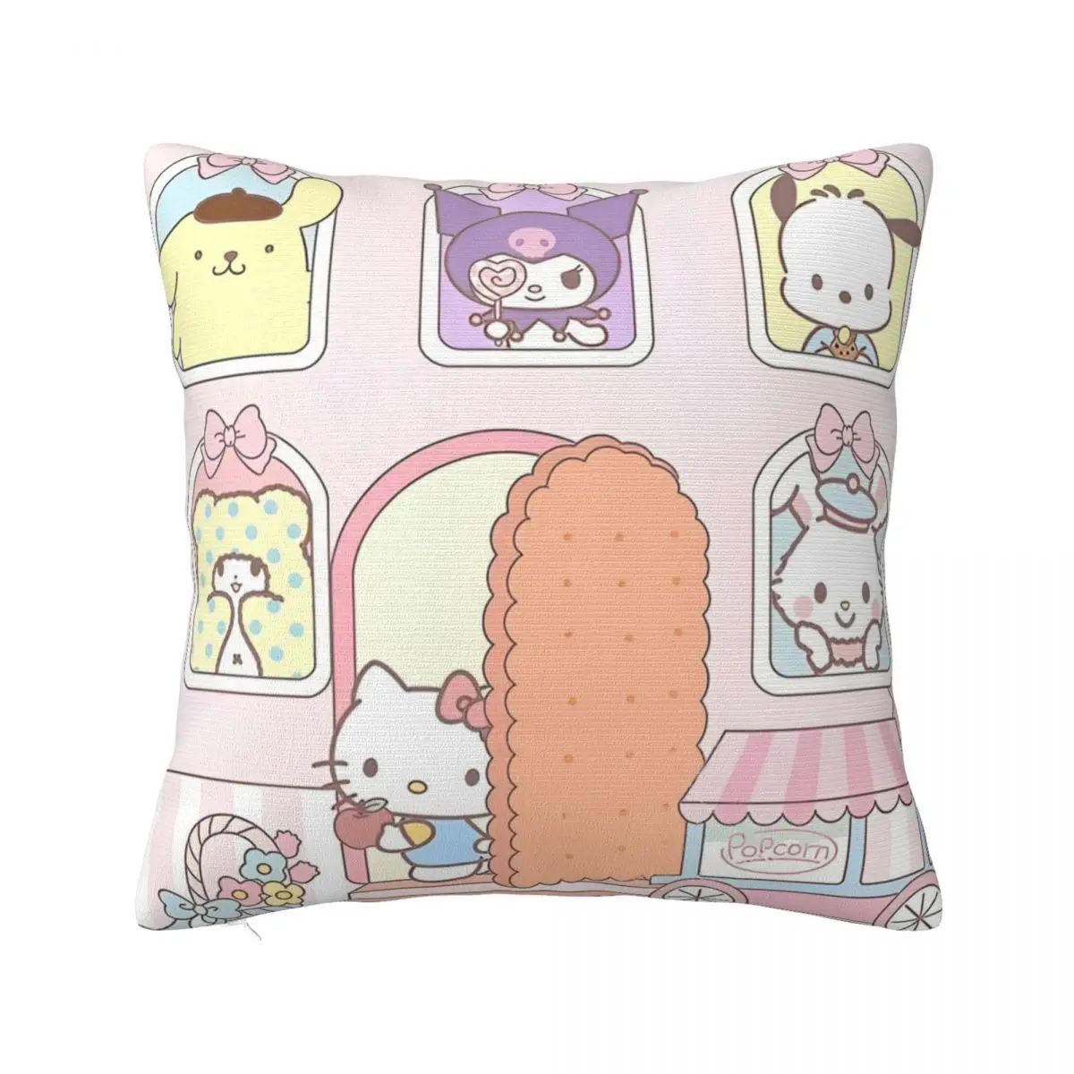 Sanrio Kuromi Melody Hello Kitty Pillowcase Printed Polyester Cushion Cover Cartoon Throw Pillow Case Cover Square 18