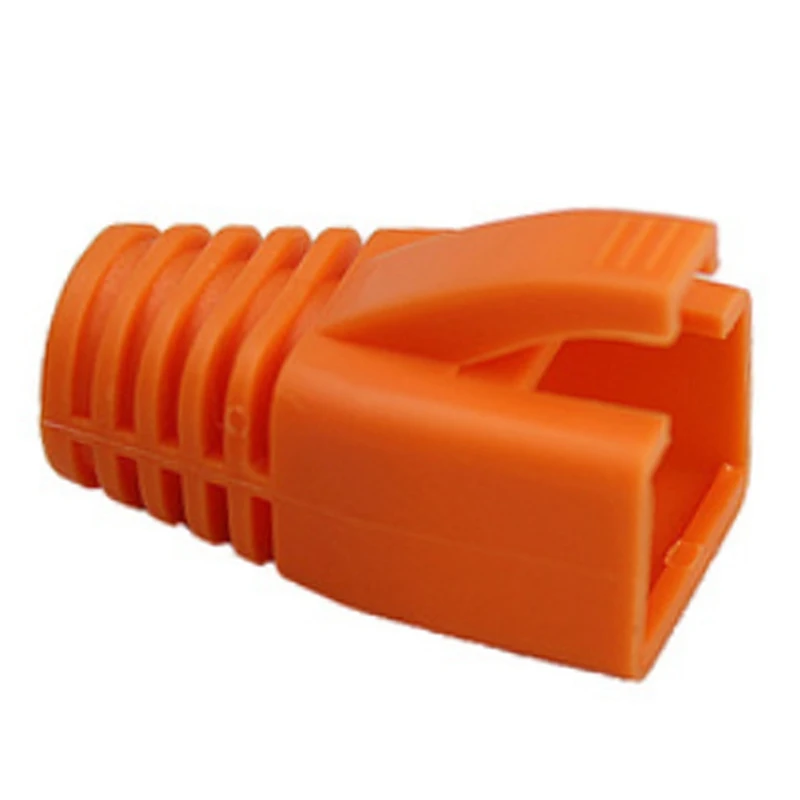 RJ45 Cat7 Caps Cat6A Network Ethernet Cable Connector Cat 7 Plug Protective R Boots Sheath Color Bush OD 7mm(Orange)