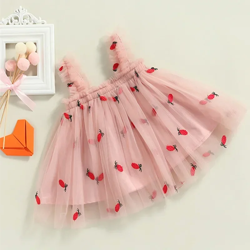 

Baby Butterfly Dress with wings Cute Girl Embroidery Strawberry Summer New in Dresses Newborn Tulle Clothes For Party Birthday