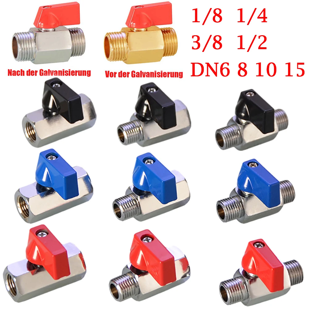 

Mini Brass Ball Valve 1/8" 1/4" 3/8" 1/2" BSP Threaded Male To Female Air Compressor Water Gas Oil Shut Off Valve