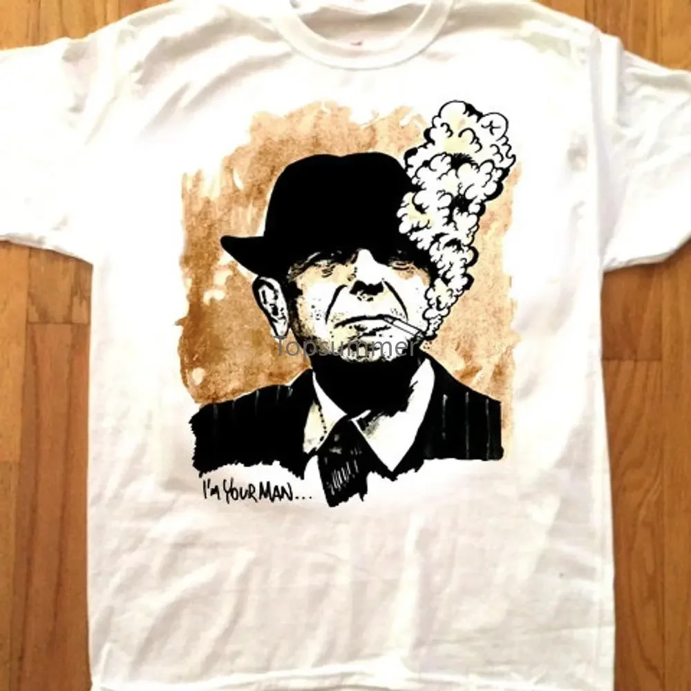 Leonard Cohencustom Printed T Shirt By Pop Artist Adam T! Canada New York Punk Poet Bob Dylan 60S 70S Retro I'M Your Man