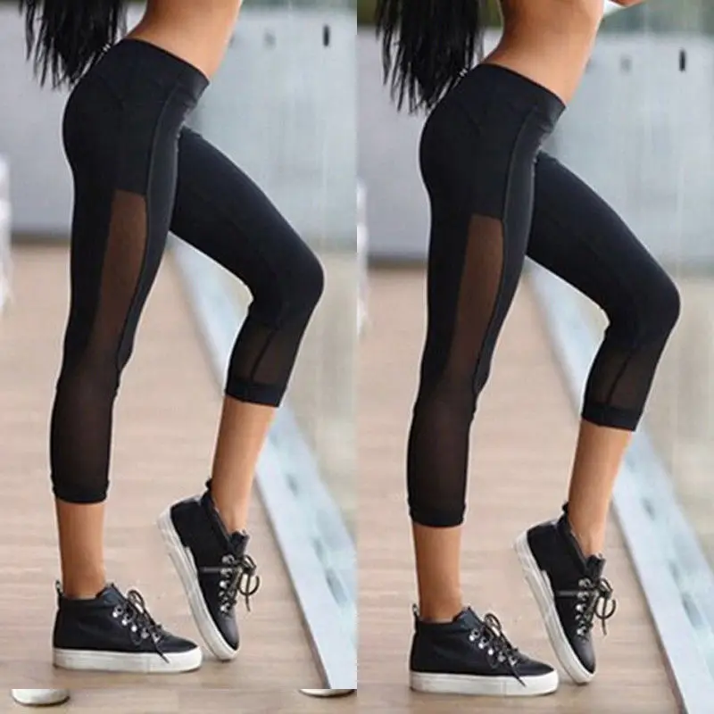 Fashion High Waist Leggings Women Slim Capri Pants Joggers Stretchy Fitness Trousers Ladies Workout Compression Pants