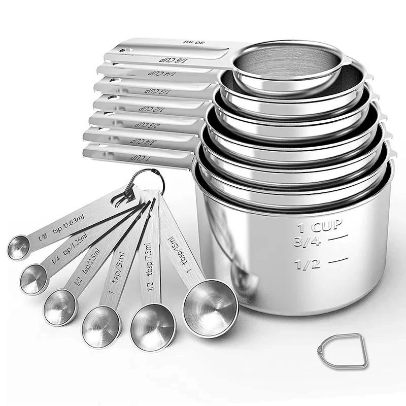 Measuring Cups & Spoons Set - Premium Stainless Steel Measuring Cups and Measuring Spoons for Dry and Liquid Ingredient