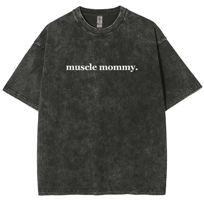 Muscle Letter Print T-Shirt Simple High Neutral Style Shoulder Oversize Fashion Trend 2024 Designer New Short Sleeves
