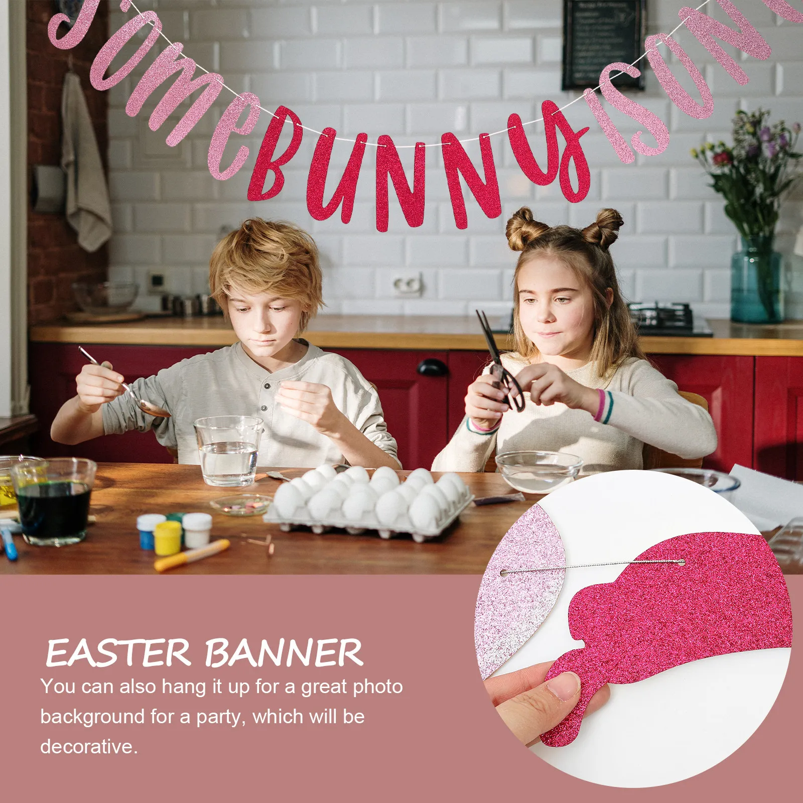 

2 шт. Декоративный пасхальный баннер с кроликами и бахромой, подвесной флаг для праздничного фона, весеннего праздника, праздничная бумажная гирлянда