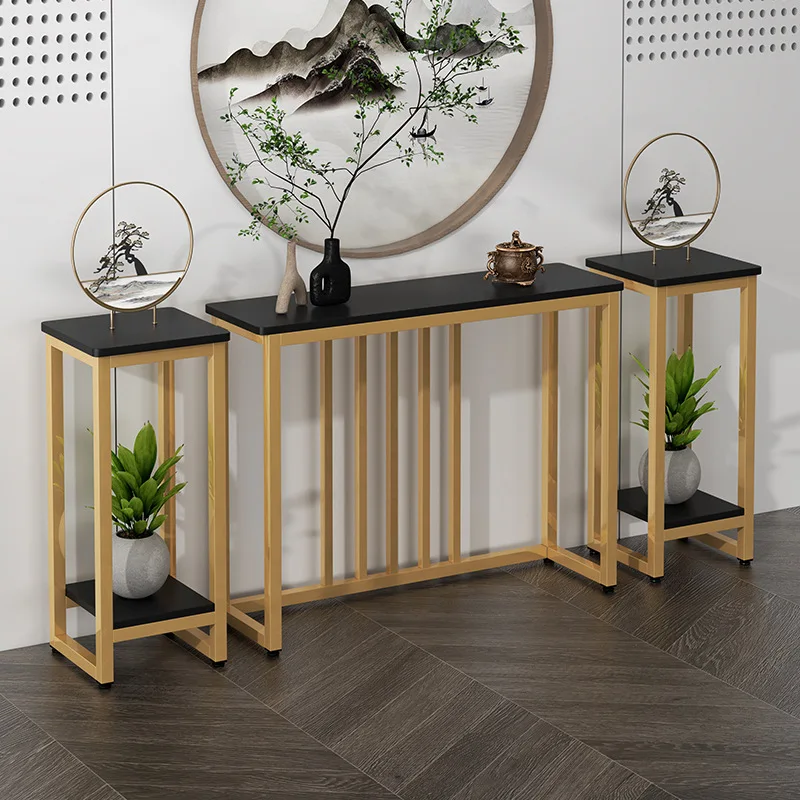 

Light luxury home entrance table Hotel against the wall strip case entrance table design sense into the iron door corridor strip