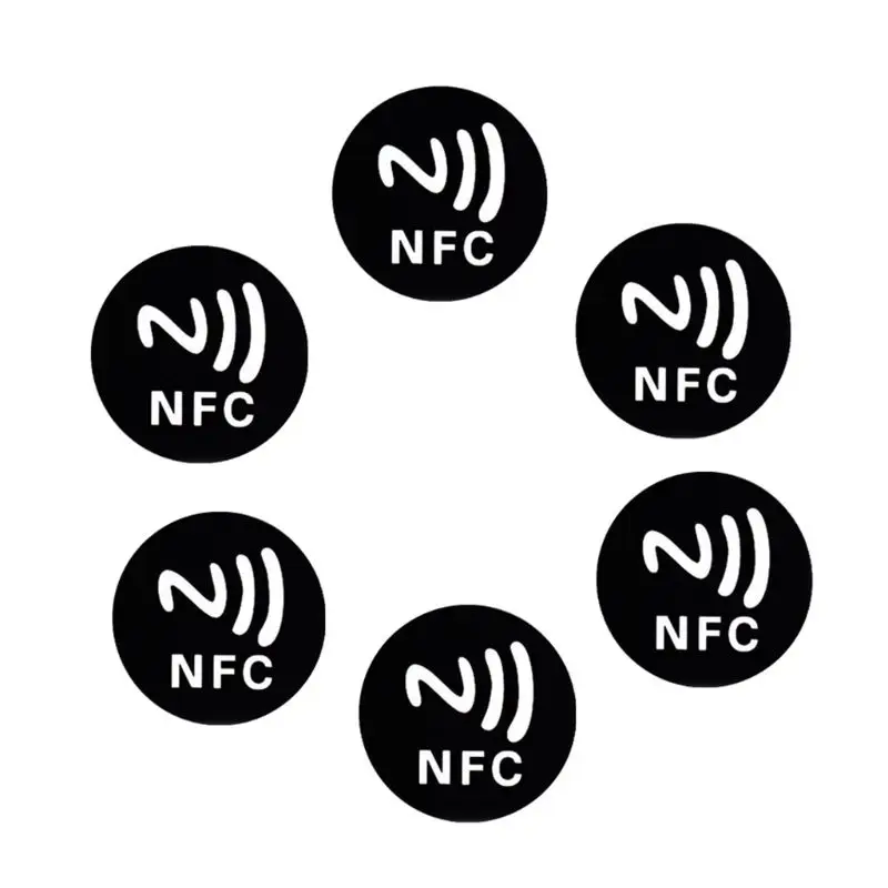 Tags Stickers NTAG213 Stickers Fully Programmable 144 Bytes Memory Work with All NFC-Enabled Cell Phone Device 6Pack QXNF