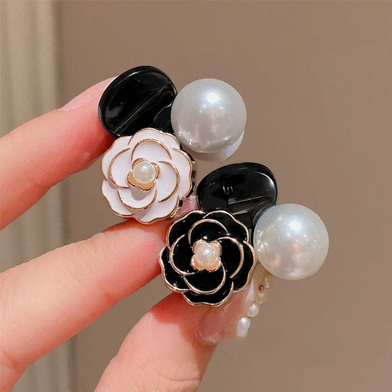 Korean Pearl Camellia Flower Hair Claw Elegant Barrettes Sweet Ponytail Hair Clips for Women Girls Headwear Hair Accessories