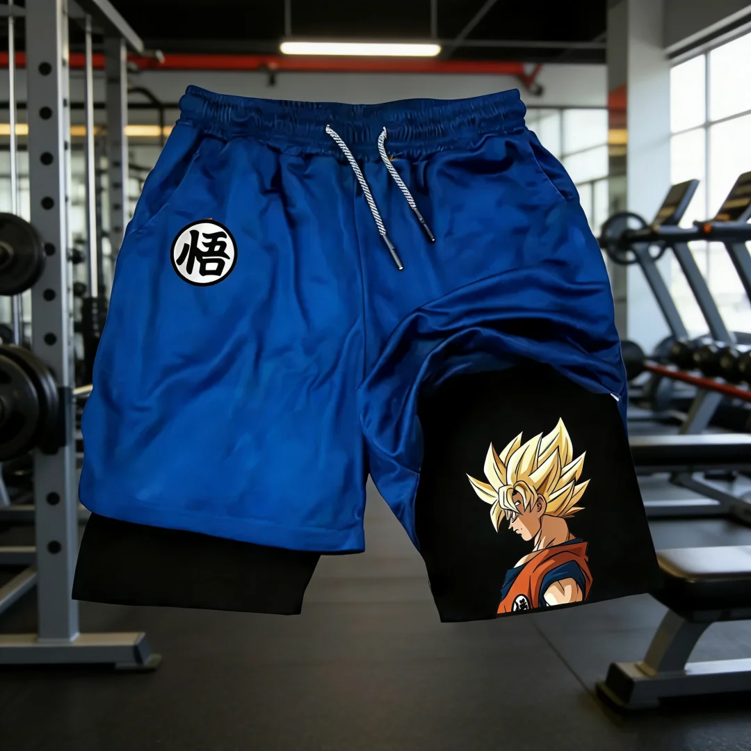 2026 Sommer Hot Sale Dragon Ball Fake Two-Piece Shorts für Familien-Matching-Outfits – Hochwertige Sportshorts im Hip-Hop-Stil