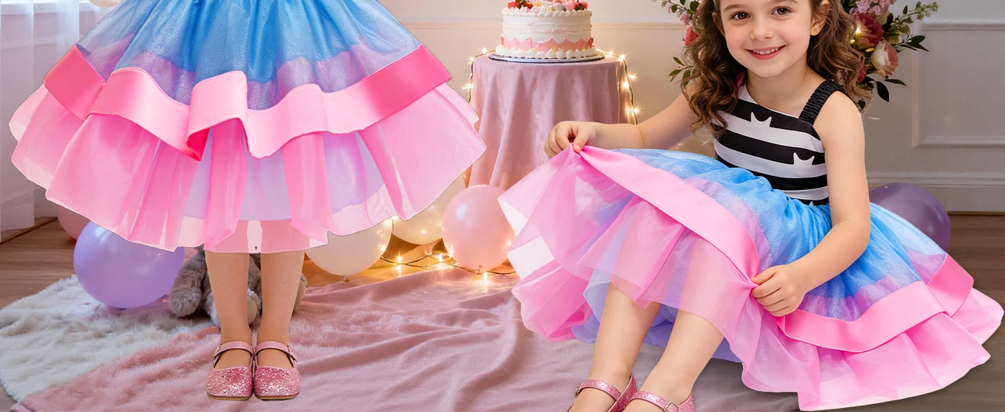 Mädchen Cartoon-Puppen Cosplay-Kostüm mit Stirnband und Socken, Karneval-Kinderkostüm, Ärmelloses Sommer-Prinzessinnenkleid – Detail 3