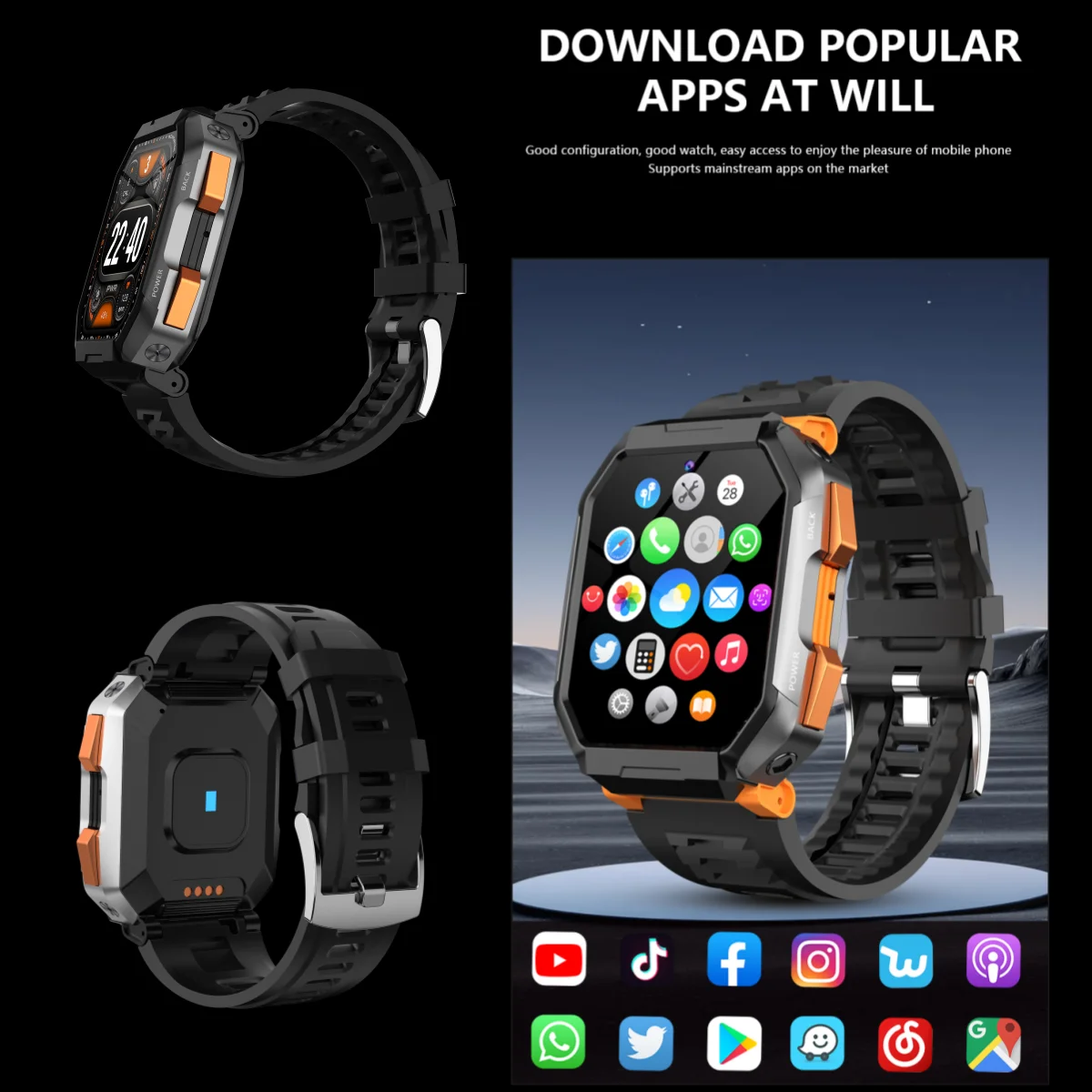 T3 Smart Watch B2 4G Android Smartwatch With GPS Position WIFI 4G/5G Full Netcom APP Download 64GB Storage For Men Student