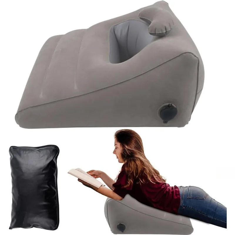 

Hollow Design Chest Support Inflatable Face Down Pillow Read Device Leg Wedge Cushion Triangle Backrest Travel Back Protection