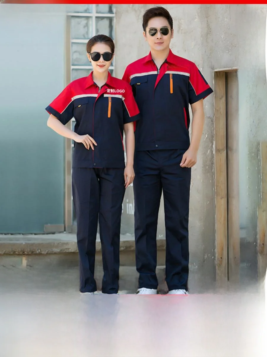 

Men's Cotton Work orm ort Sve Breathable Sweat Absorbent Summer Sle Five Generation f Sve Labor Protection Suit