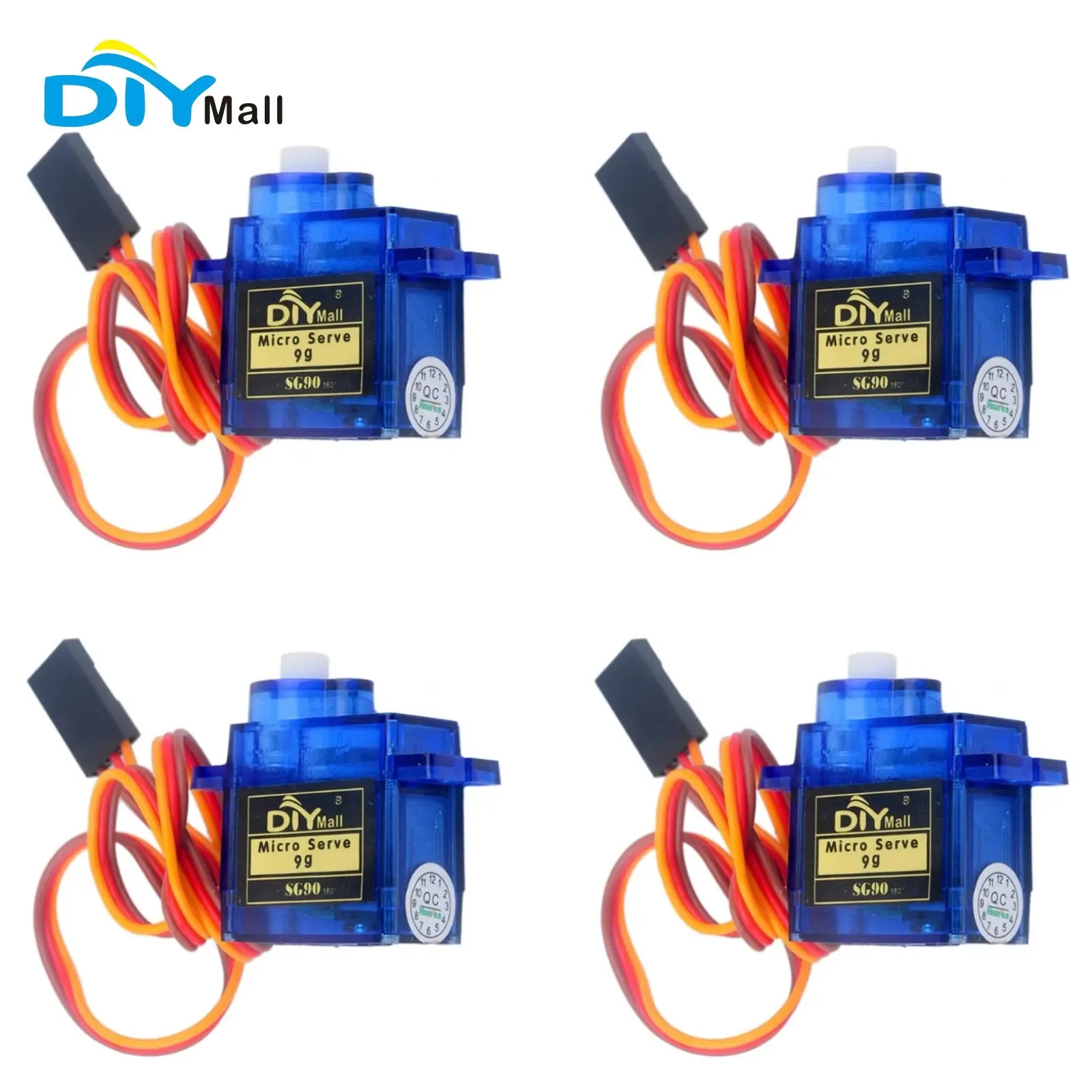 

4 шт. мини-сервоприводы SG90 9 г, 180 градусов, с аксессуарами, 3-контактный кабель для радиоуправляемых вертолетов, самолетов, автомобилей, лодок, DIY проектов