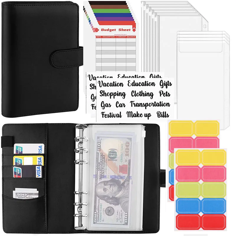 Budget Planner 2024 Cash Envelope Savings Money 6 Holes Binder for Financial Management A6 Loose-leaf Notebook Binder Housing
