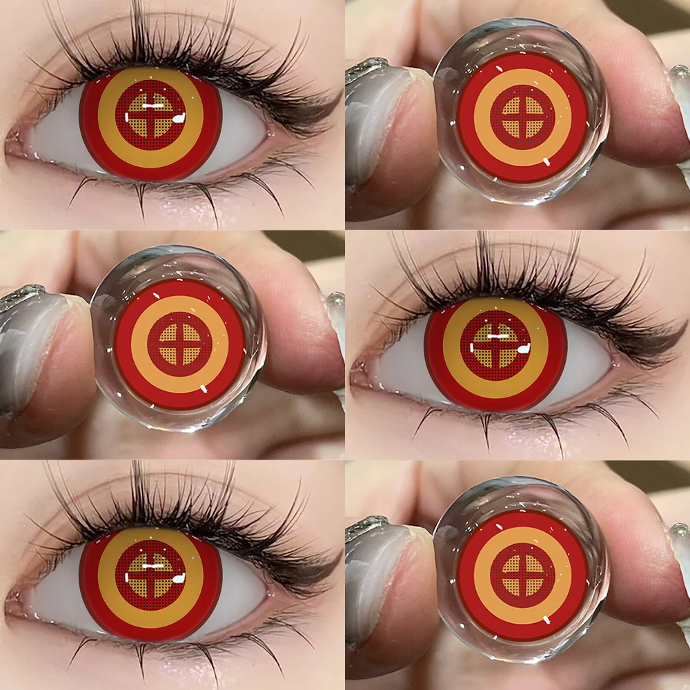 UYAAI 1 Paar Cosplay-Linsen in Pink für Augen, Anime-Linsen für Halloween, Nezuko Colorcon y2k Augenkontaktlinsen, kosmetische rote Linsen für Cosplay – Detail 15