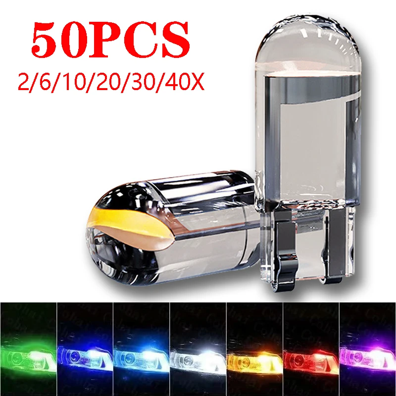 

W5W Led T10 Car Light COB Glass 6000K 12V Car Reading Dome Lamp Auto Automobiles License Plate Lamp Car Bulb Decor Accessories