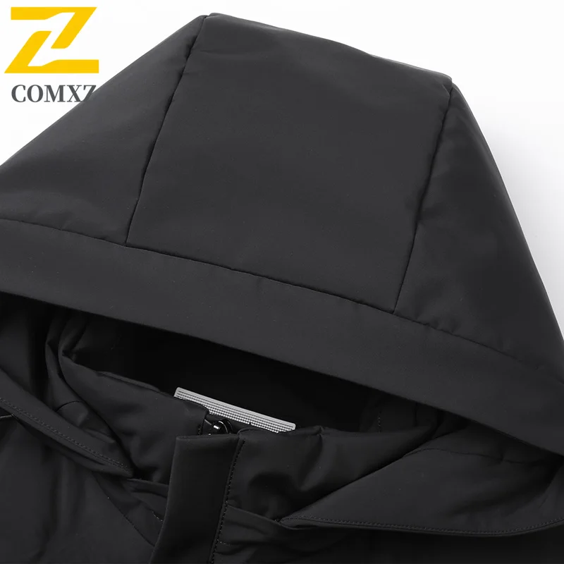 COMXZ Winter Down Jacket Men New Luxury Hooded Commute Office Lightweight Down Coat Trendy 90% Duck Down Thickened Warm Parka