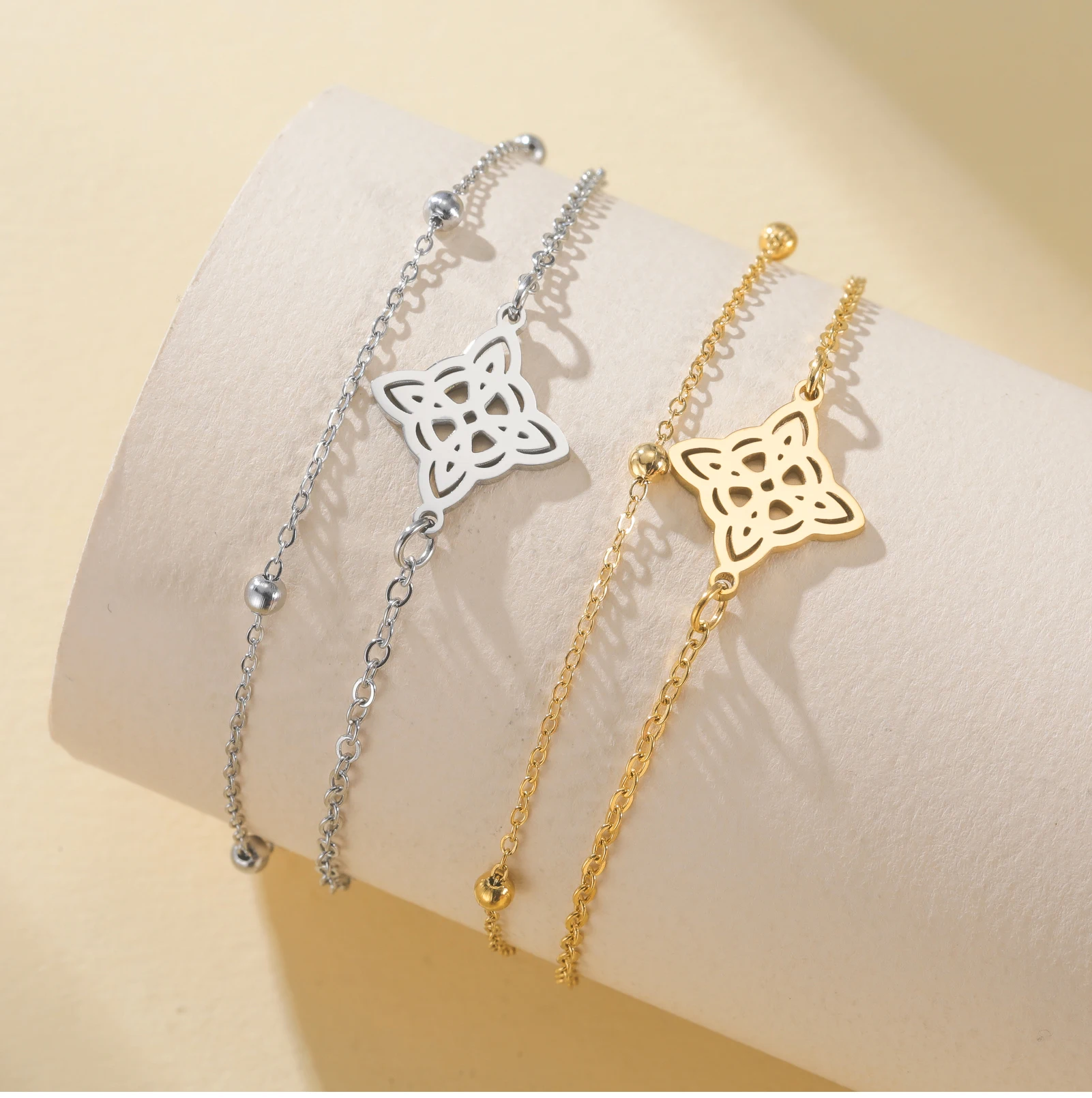 CoolTime Doppelketten-Armbänder mit Hexenknoten für Damen, goldfarben, Schmuck, Schutzsymbol, Geschenk für Liebhaber, 2026 Neuankömmling – Detail 11